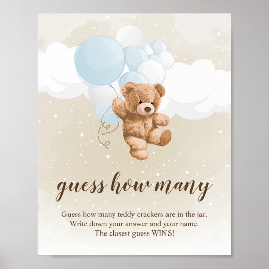 Neutrale Teddybeer Babyshower Bord Poster (Voorkant)