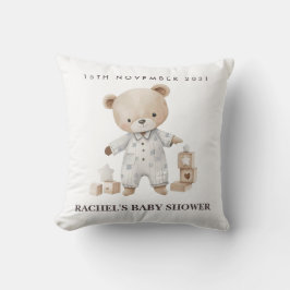 Neutrale teddybeer babyshower kussen