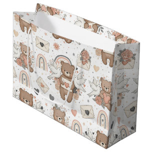 Neutrale Teddybeer Babyshower Patroon Groot Cadeauzakje