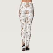 Neutrale teddybeer babyshower patroon leggings (Achterkant)