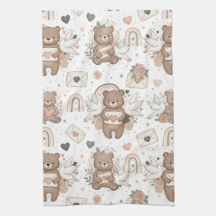 Neutrale Teddybeer Babyshower Patroon Theedoek
