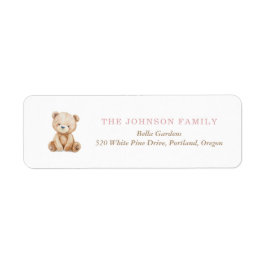 Neutrale Teddybeer Babyshower Retouradres Etiket