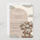 Neutrale Teddybeer Babyshower Uitnodiging (Voorkant)