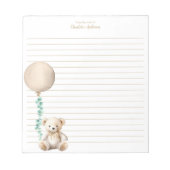 Neutrale Teddybeer Ballon Gepersonaliseerd Notitie Notitieblok (Voorkant)