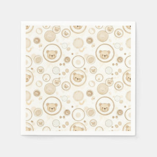 Neutrale teddybeer cirkelpatroon beige baby (1) servet