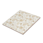 Neutrale teddybeer cirkelpatroon beige baby (1) tegeltje (Zijkant)