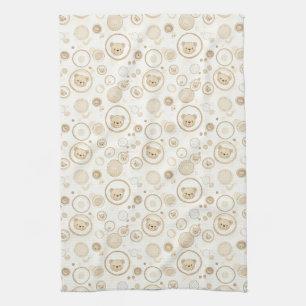 Neutrale teddybeer cirkelpatroon beige baby (1) theedoek