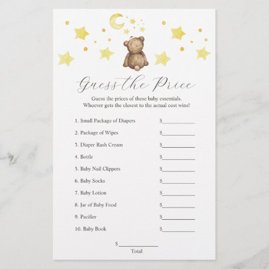 Neutrale Teddybeer en sterren raden de prijs spel Flyer (Voorkant)