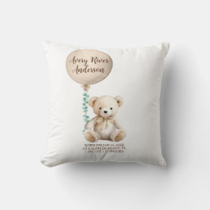 Neutrale teddybeer geboorte statistieken baby kuss kussen