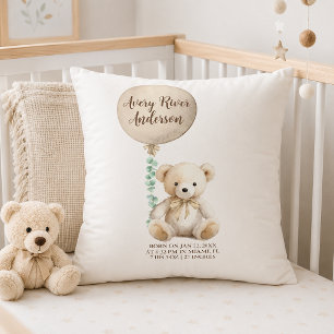 Neutrale teddybeer geboorte statistieken baby kuss kussen