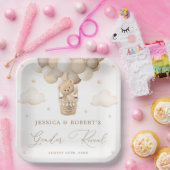 Neutrale teddybeer Geslacht onthullen Papieren Bordje (Feest)