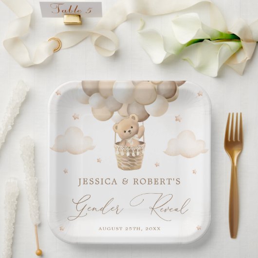 Neutrale teddybeer Geslacht onthullen Papieren Bordje (Huwelijk)