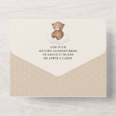 Neutrale Teddybeer Hete Luchtballon 1e Verjaardag All In One Uitnodiging (Achterkant)