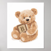 neutrale teddybeer met blokje poster (Voorkant)