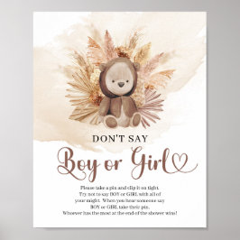 Neutrale teddybeer pampa's Don't Say BOY of GIRL Poster