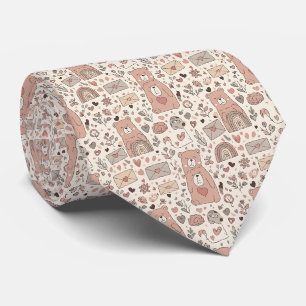 Neutrale teddybeer regenboog in bruin en taupe stropdas