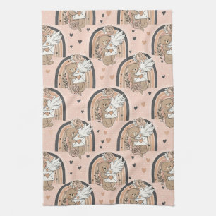 Neutrale teddybeer regenboog in bruin en taupe theedoek