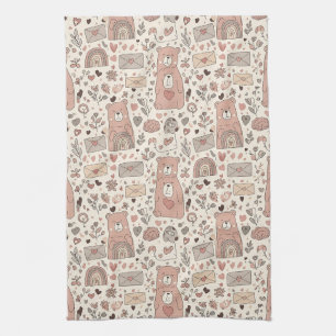 Neutrale teddybeer regenboog in bruin en taupe theedoek