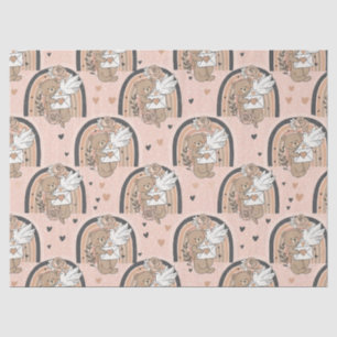 Neutrale teddybeer regenboog in bruin en taupe tissuepapier