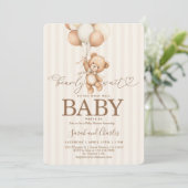Neutrale Teddydbeer Baby Shower Kaart (Staand voorkant)