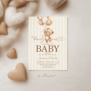 Neutrale Teddydbeer Baby Shower Kaart