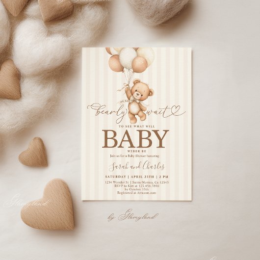 Neutrale Teddydbeer Baby Shower Kaart