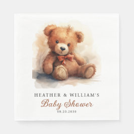 Neutrale Teddydbeer Baby Shower Servet