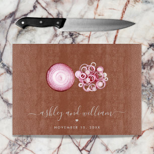 Neutrale Terracotta Couple Name Vast script Snijplank