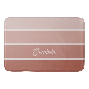 Neutrale Terracotta   Ombre Strepen met Script Badmat