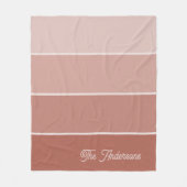Neutrale Terracotta | Ombre Strepen met Script Fleece Deken (Voorkant)