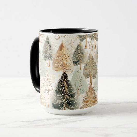 Neutrale tinten boeiend kerstmagie mok (Voorkant links)