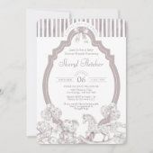 Neutrale Toile de Jouy babyshower uitnodiging (Voorkant)