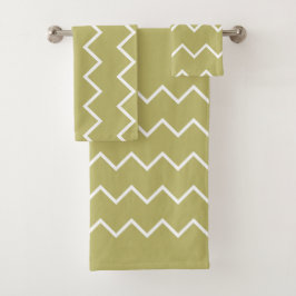 Neutrale Töne Khaki mit weißen Zacken Bad Handdoek