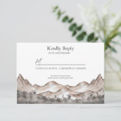 Neutrale Tone Mountain Wedding RSVP Kaart (Staand voorkant)