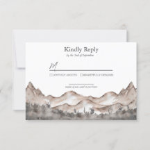 Neutrale Tone Mountain Wedding RSVP Kaart