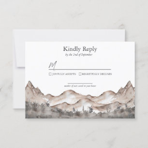 Neutrale Tone Mountain Wedding RSVP Kaart