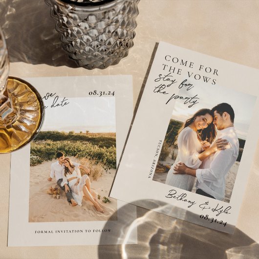 Neutrale Tone Witty Foto bewaart de datum Uitnodig Kaart