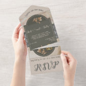 Neutrale Tonen Bloemen Alles In Een Trouwuitnodigi All In One Uitnodiging (Afscheurbaar)