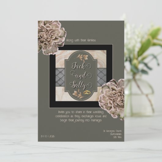 Neutrale tonen Bloemen Kaart (Staand voorkant)