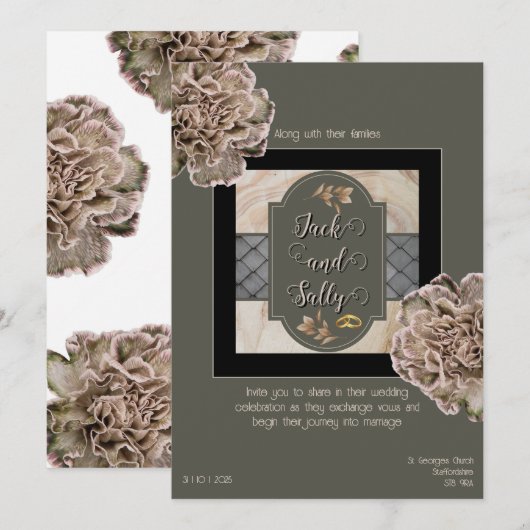 Neutrale tonen Bloemen Kaart (Voorkant / Achterkant)