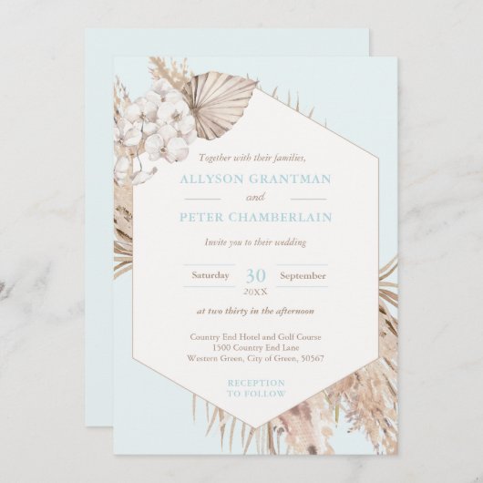 Neutrale Tones Bohemian Desert Pampas Grass Weddin Kaart (Voorkant / Achterkant)