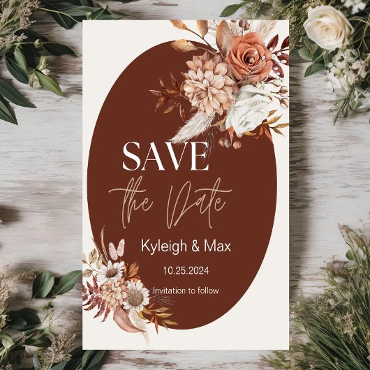 Neutrale Toon Bloemachtige Boho Save the Date Uitn Kaart