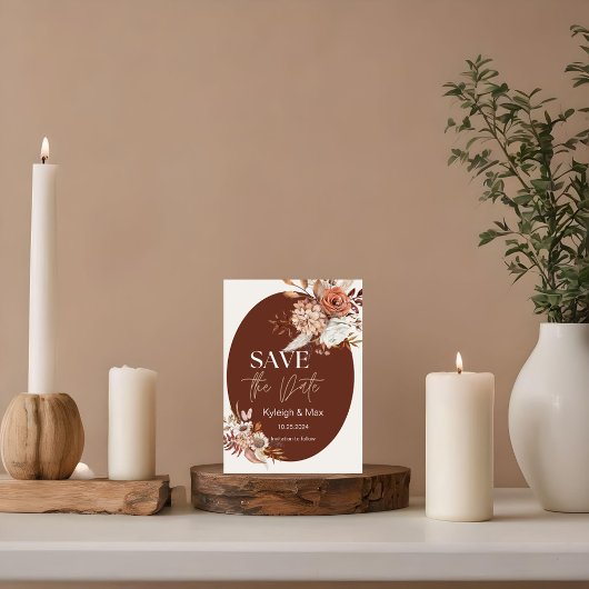 Neutrale Toon Bloemachtige Boho Save the Date Uitn Kaart