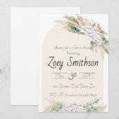 Neutrale Toon Boho Bad Uitnodiging (Voorkant / Achterkant)