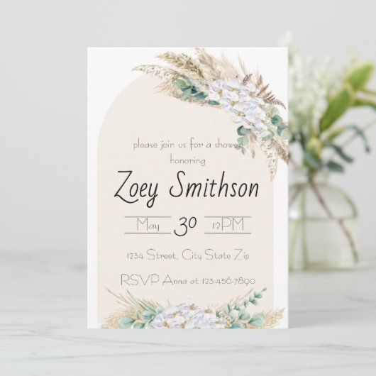 Neutrale Toon Boho Douche Uitnodiging (Staand voorkant)