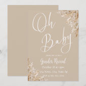 Neutrale Toon Boho Pampas Geslacht Onthullen Kaart (Voorkant / Achterkant)