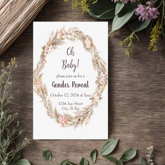 Neutrale Toon Boho Pampas Geslacht Onthulling Uitn Kaart