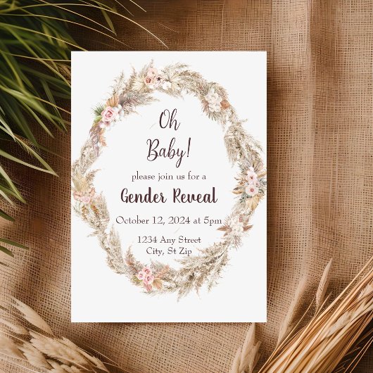 Neutrale Toon Boho Pampas Geslacht Onthulling Uitn Kaart