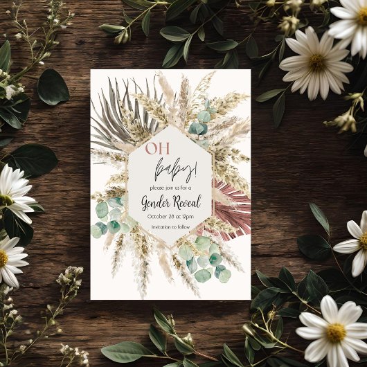 Neutrale Toon Boho Pampas Geslacht Onthulling Uitn Kaart