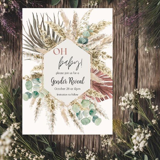Neutrale Toon Boho Pampas Geslacht Onthulling Uitn Kaart